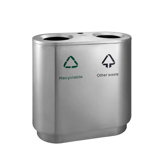 Abfallbehälter 'P-Bins 121' 82 Liter aus Edelstahl, ideal zur Abfalltrennung, mit Ascher