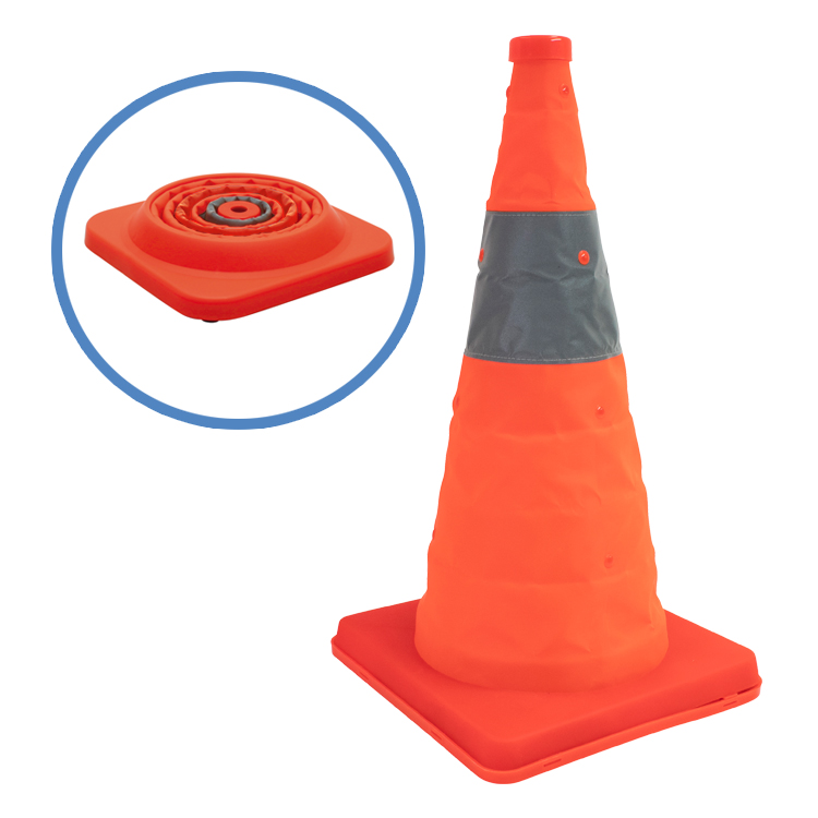 Faltleitkegel 'Cone', Höhe 450 mm, mit integriertem Blinklicht, orange-silber