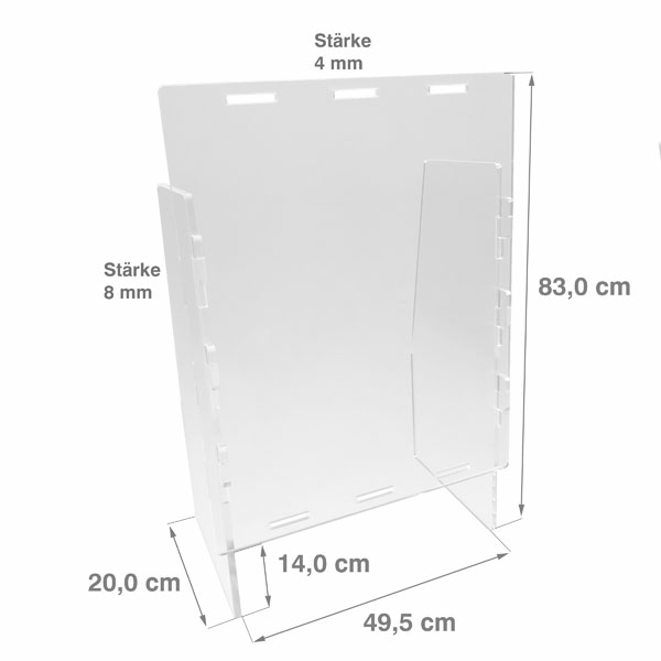 Hygiene-Trennwand 'ECO Variable' aus Acrylglas, intelligentes Stecksystem, 3 mögliche Optionen