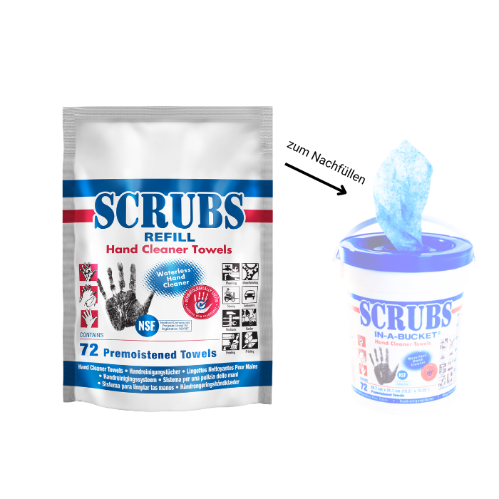 SCRUBS Reinigungstücher für Hände, 72er Refill Pack