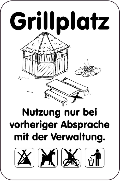 Modellbeispiel: Sonderschild, Grillplatz, Nutzung bei vorheriger Absprache mit der Verwaltung (Art. 15032)