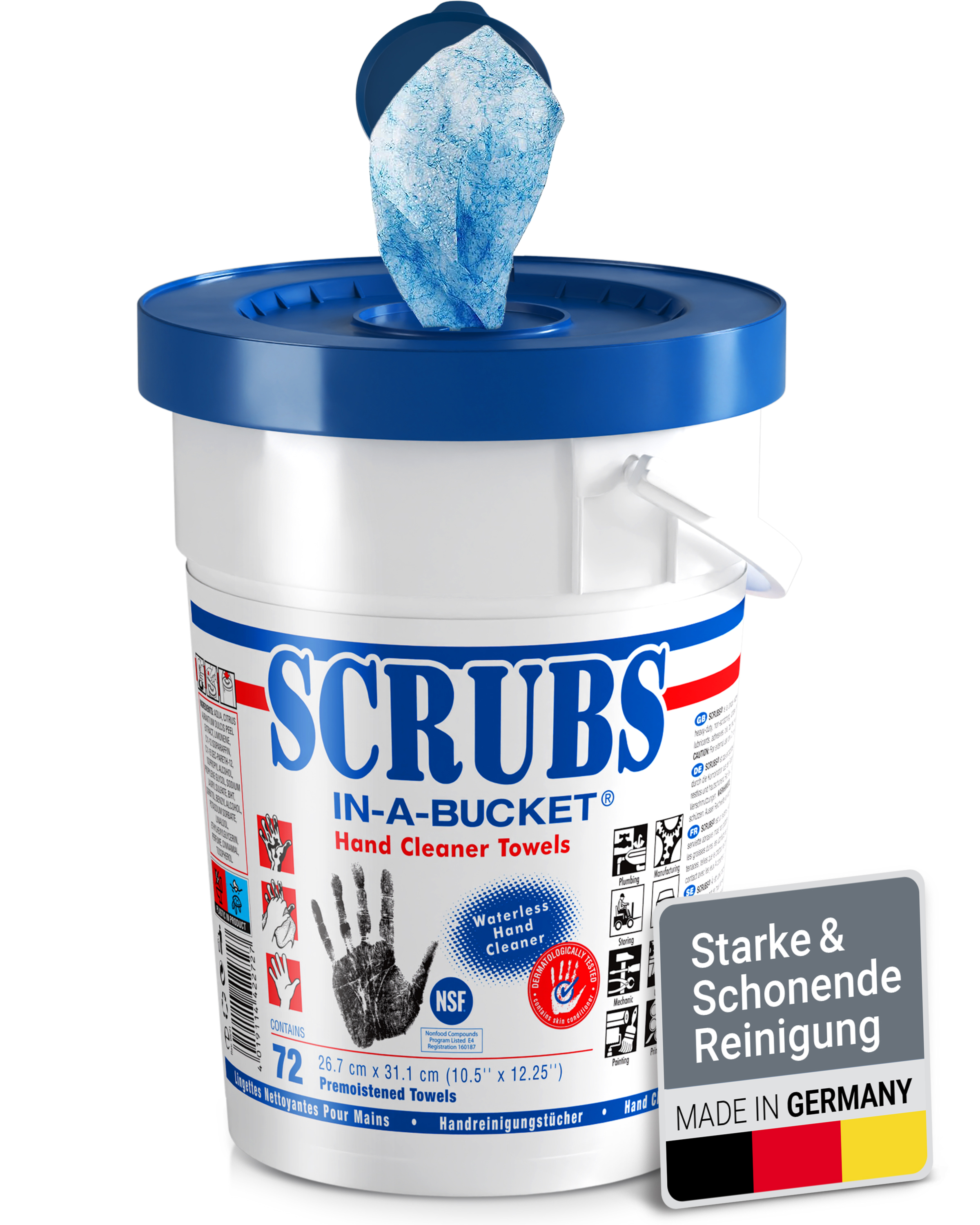 SCRUBS Reinigungstücher, für Hände, Maschinen und Werkzeuge 'In a Bucket', 72er-Eimer