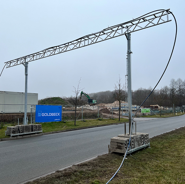 Kabelüberführung 11,50 x 5,10 m, Nutzlast 20kg/lfm, max. Durchfahrtsbreite 11,5 m