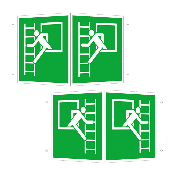 Modellbeispiel: Rettungsschild als Winkelschild Notausstieg mit Fluchtleiter (Art. 15.a2125,15.a2120)