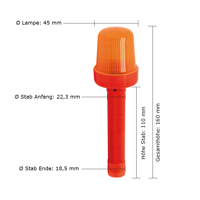 Aufsatz-Blinkleuchte für Faltleitkegel, orange, inkl. Batterien
