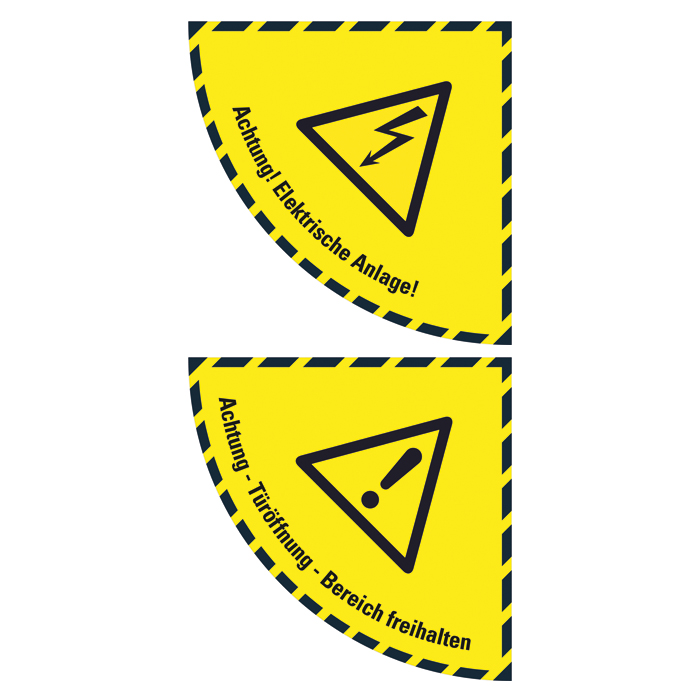 Modellbeispiele: Boden-Sicherheitskennzeichen -Warnschild- aus Folie (v.o. Art. 39802, 39804)
