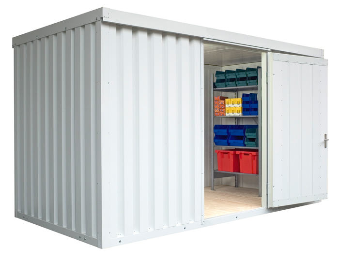 Anwendungsbeispiel: Materialcontainer -STIC 1400-, ca. 8 m², mit Holzfußboden Art. 31927 (Ausstattung nicht enthalten)